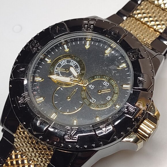 8 Inch Black And Gold Tone Large Analog Watch - Picture 6 of 14